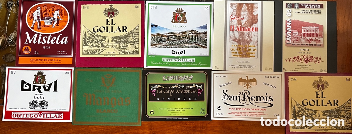 Etiquetas antiguas: LOTE etiquetas de vino. Embotelladoras de Gij&oacute;n y Asturias
