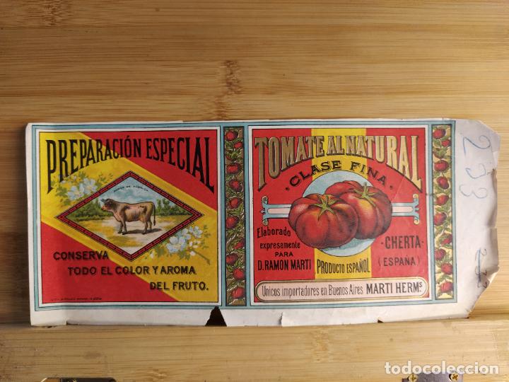 Etiquetas antiguas: TOMATE AL NATURAL-CHERTA-RAMON MARTI-ETIQUETA ANTIGUA-VER FOTOS-(K-11.160)