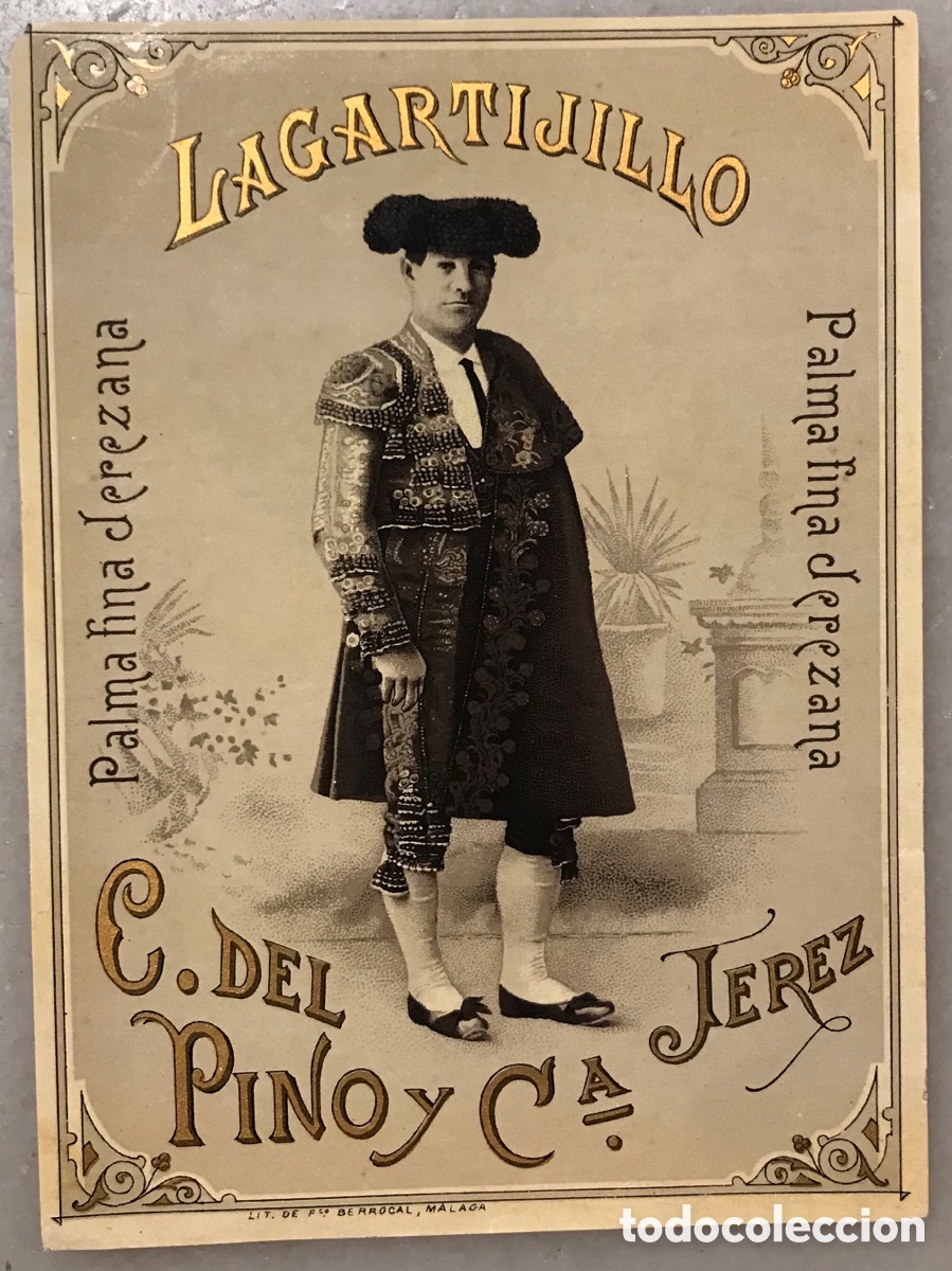 Etiquetas antiguas: Etiqueta de vino de Jerez Lagartijillo.