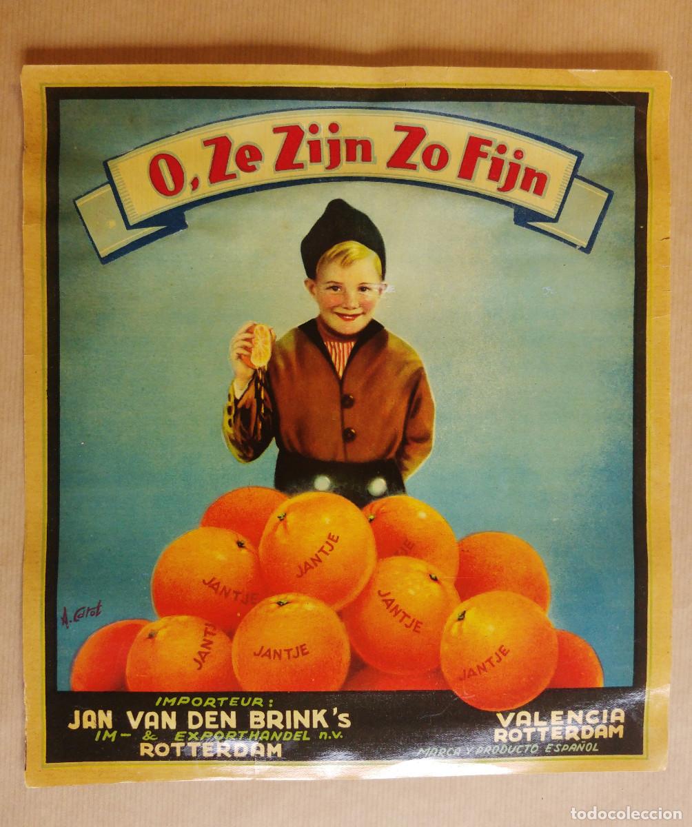 Etiquetas antiguas: ANTIGUA ETIQUETA DE NARANJAS CARTEL VALENCIA ROTTERDAM NI&Ntilde;O HOLANDES