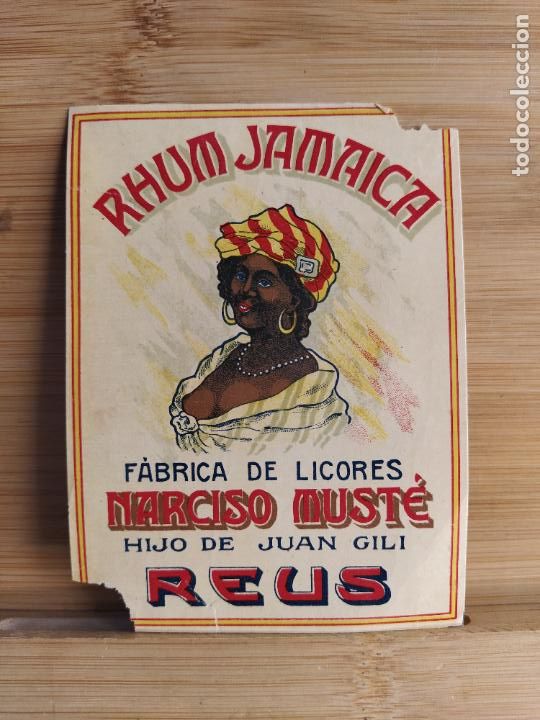 Etiquetas antiguas: REUS-RHUM JAMAICA-FABRICA DE LICORES NARCISO MUSTE-ETIQUETA ANTIGUA-VER FOTOS-(105.478)