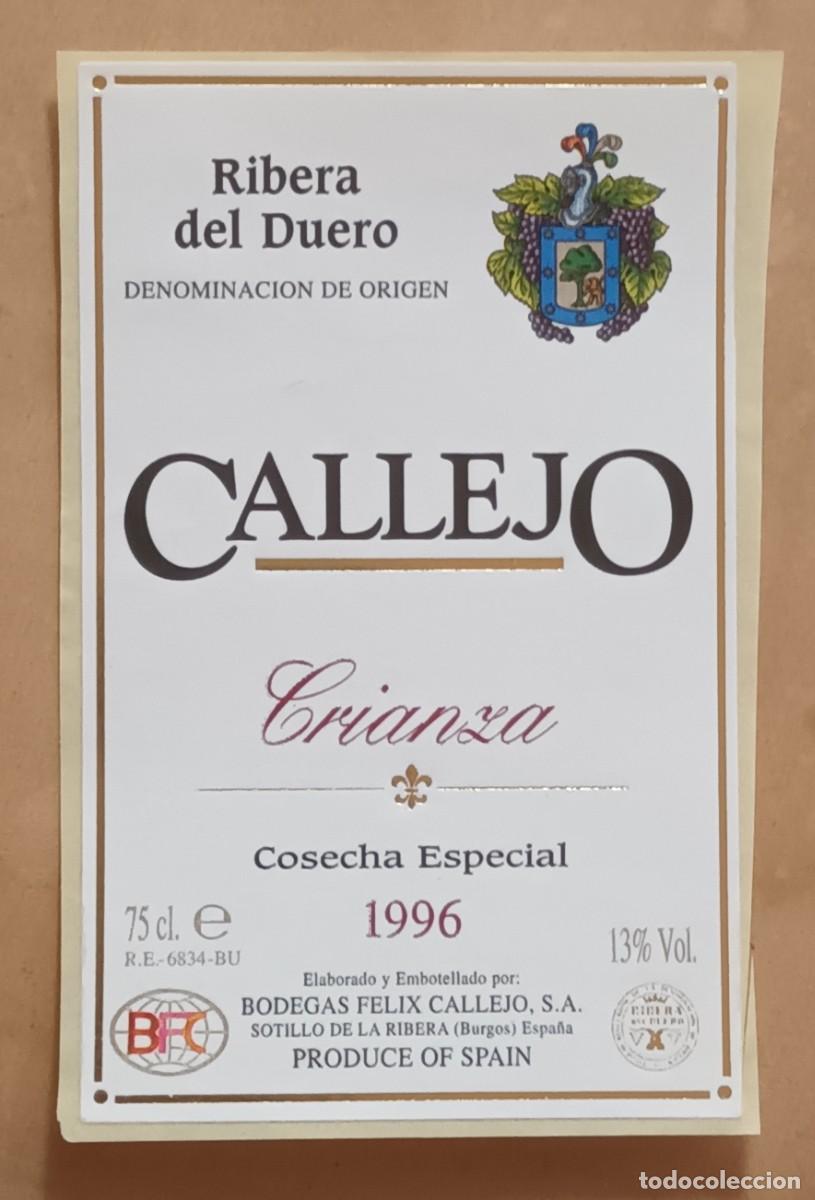 Etiquetas antiguas: ETIQUETA VINO CALLEJO - COSECHA ESPECIAL 1996 - RIBERA DEL DUERO