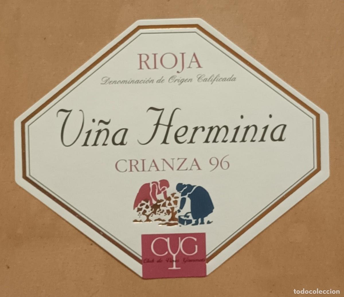 Etiquetas antiguas: ETIQUETA VINO VI&Ntilde;A HERMINIA - CRIANZA 1996 - RIOJA