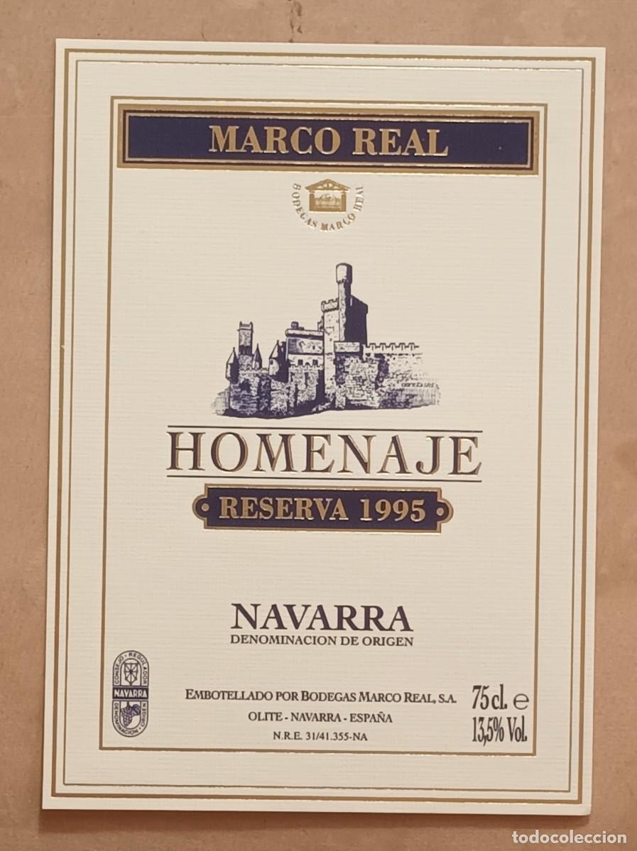 Etiquetas antiguas: ETIQUETA VINO MARCO REAL - HOMENAJE, RESERVA 1995 - NAVARRA