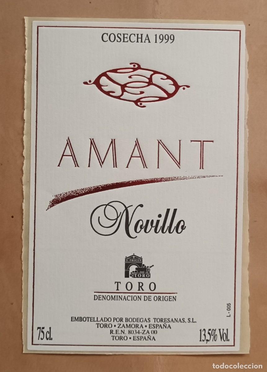 Etiquetas antiguas: ETIQUETA VINO AMANT NOVILLO - COSECHA 1999 - TORO