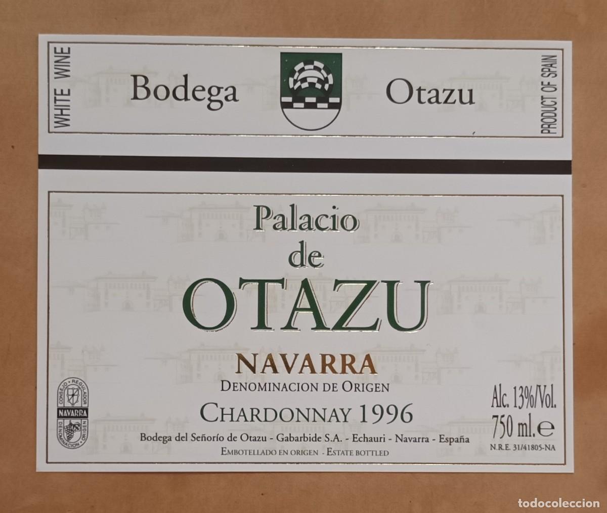 Etiquetas antiguas: ETIQUETA VINO PALACIO DE OTAZU - CHARDONNAY 1996 - NAVARRA