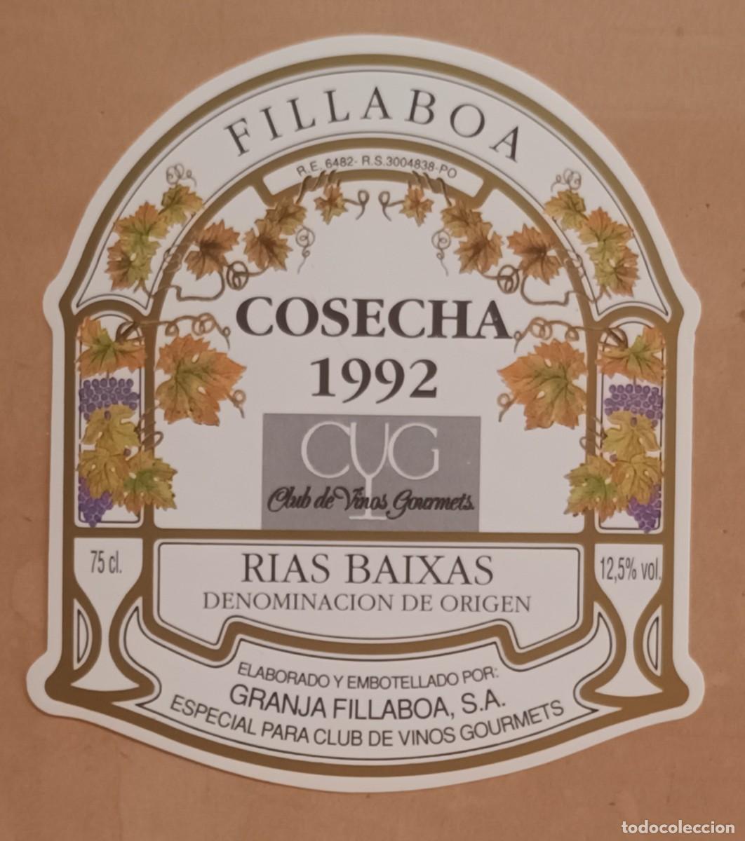 Etiquetas antiguas: ETIQUETA VINO FILLABOA - COSECHA 1992 - RIAS BAIXAS
