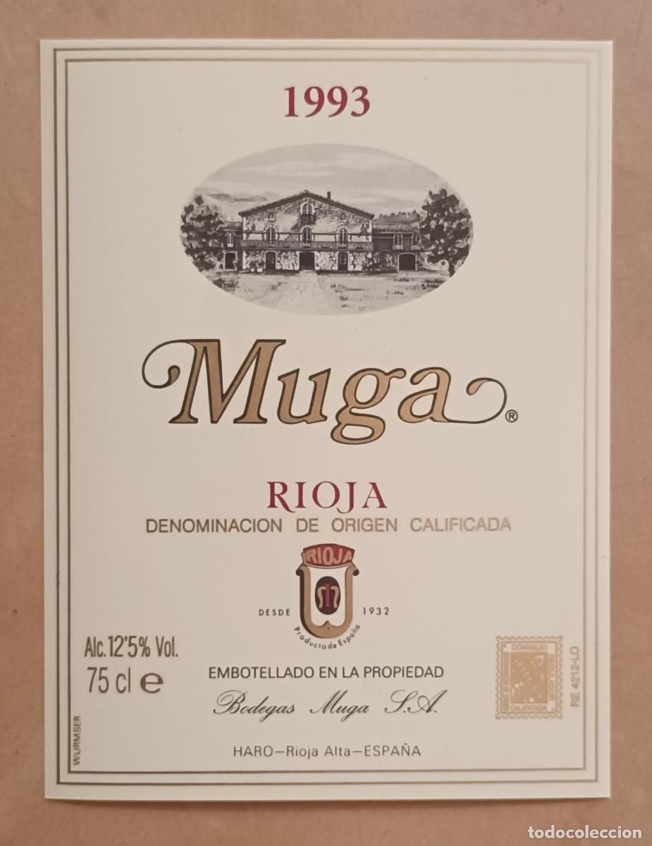 Etiquetas antiguas: ETIQUETA VINO MUGA, 1993 - RIOJA - HARO, RIOJA ALTA
