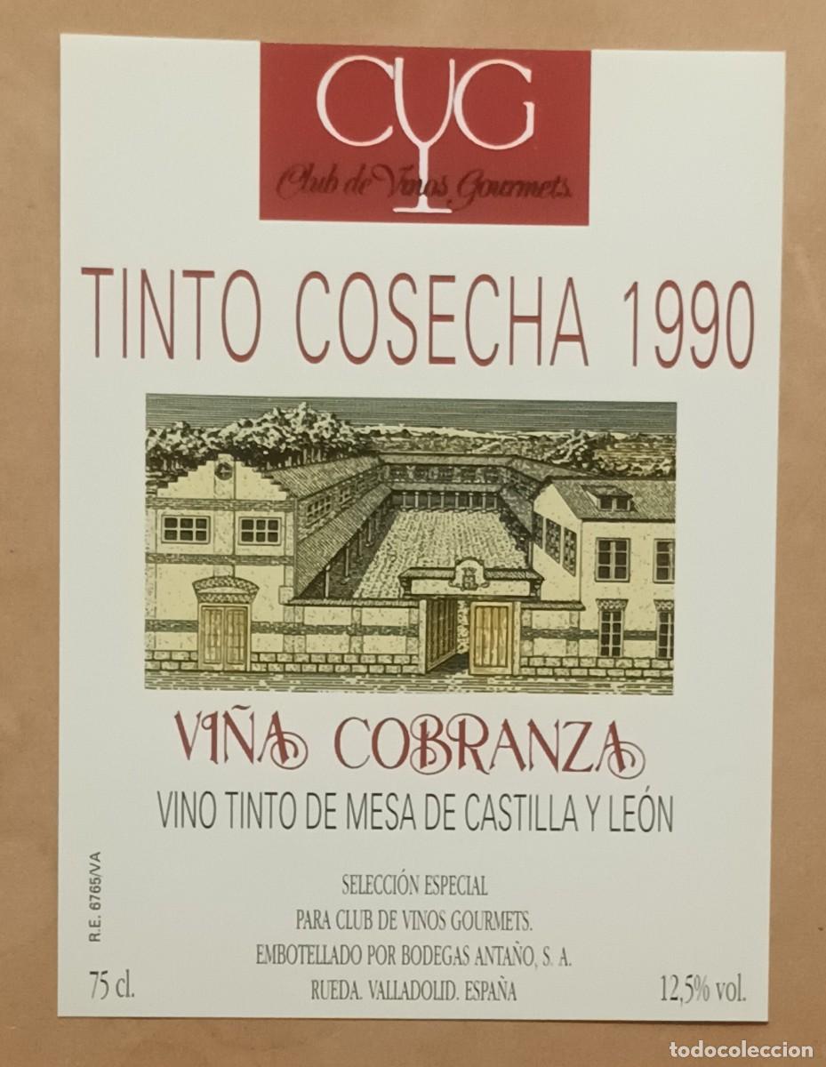 Etiquetas antiguas: ETIQUETA VINO VI&Ntilde;A COBRANZA, 1990 - TINTO DE MESA DE CASTILLA Y LEON - RUEDA. VALLADOLID