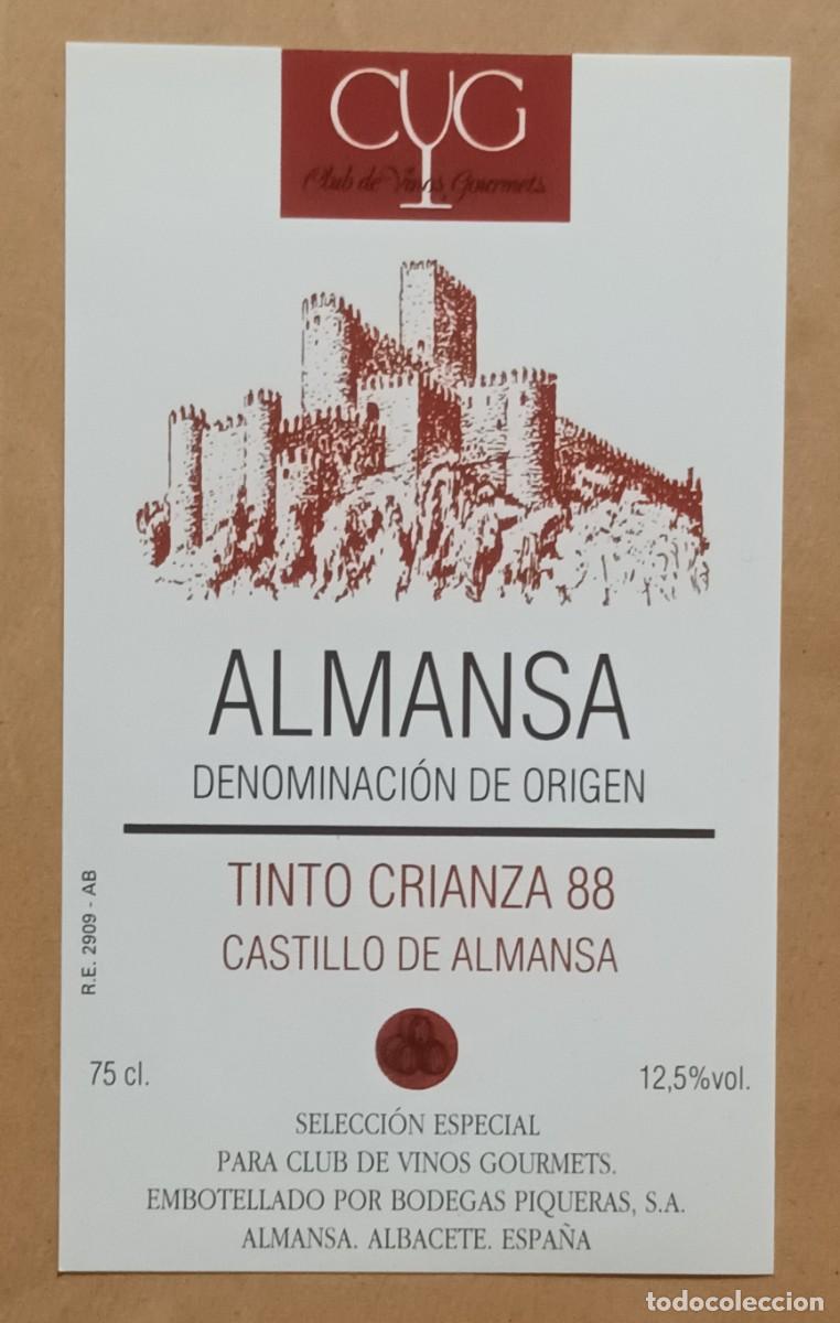 Etiquetas antiguas: ETIQUETA VINO CASTILLO DE ALMANSA, CRIANZA 1988