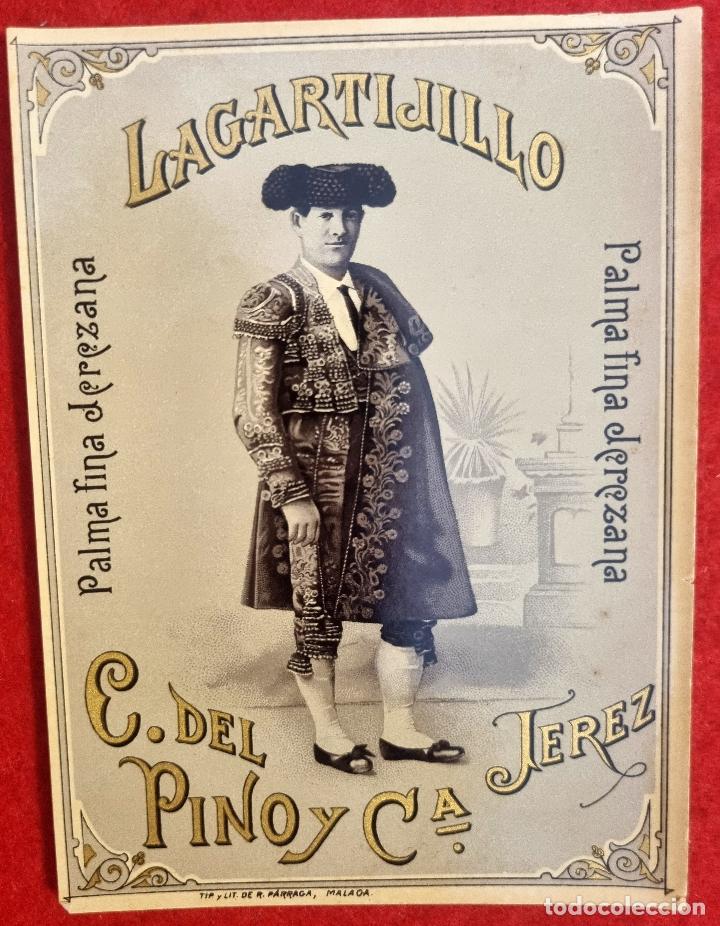 Old Labels: ETIQUETA LICOR JEREZ PINO Y CIA TORERO LAGARTIJO TOROS ANTIGUA ORIGINAL ER36