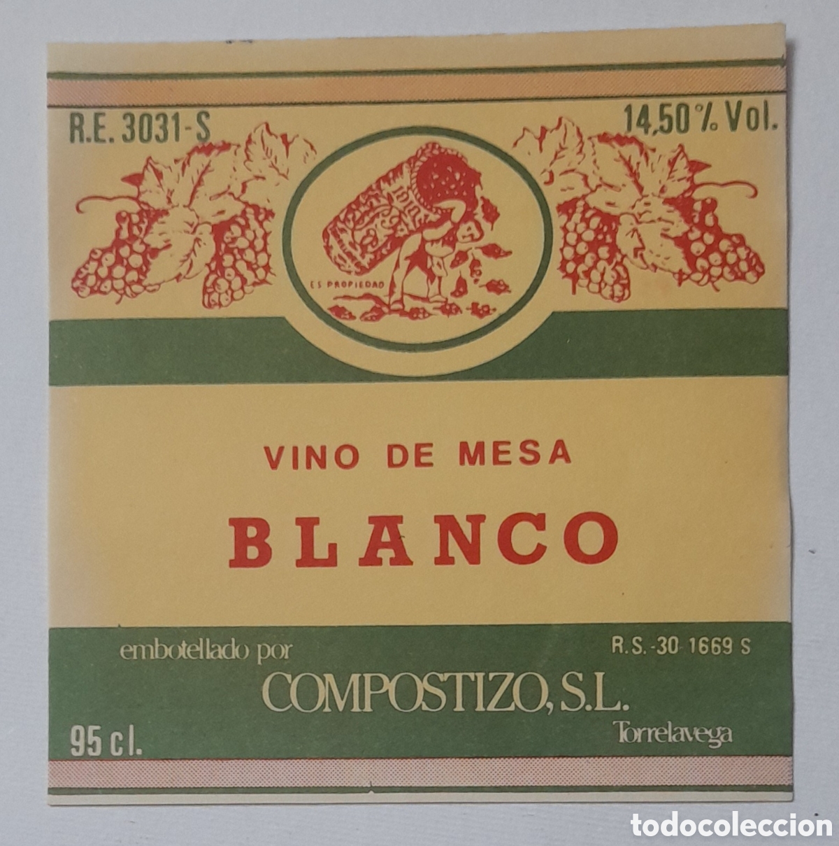 Etiquetas antiguas: Etiqueta de vino CAMPUZANO, S.L. Torrelavega