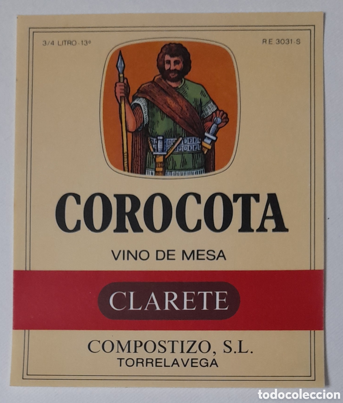 Etiquetas antiguas: Etiqueta de vino de mesa COROCOTA. CIMPOSTIZO, S.L. Torrelavega