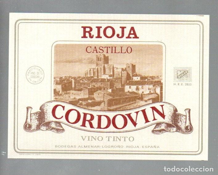 Etiquetas antiguas: ANTIGUA ETIQUETA, RIOJA - CASTILLO CORDOVIN, VINO TINTO. BODEGAS ALMENAR. 11 X 8 CM. SIN USAR.