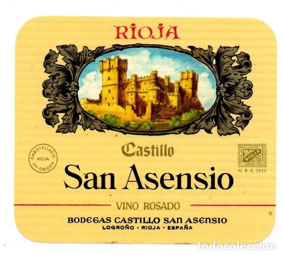 Etiquetas antiguas: ANTIGUA ETIQUETA, RIOJA - CASTILLO SAN ASENSIO, VINO ROSADO, LOGRO&Ntilde;O. 9,5 X 12 CM. SIN USAR.