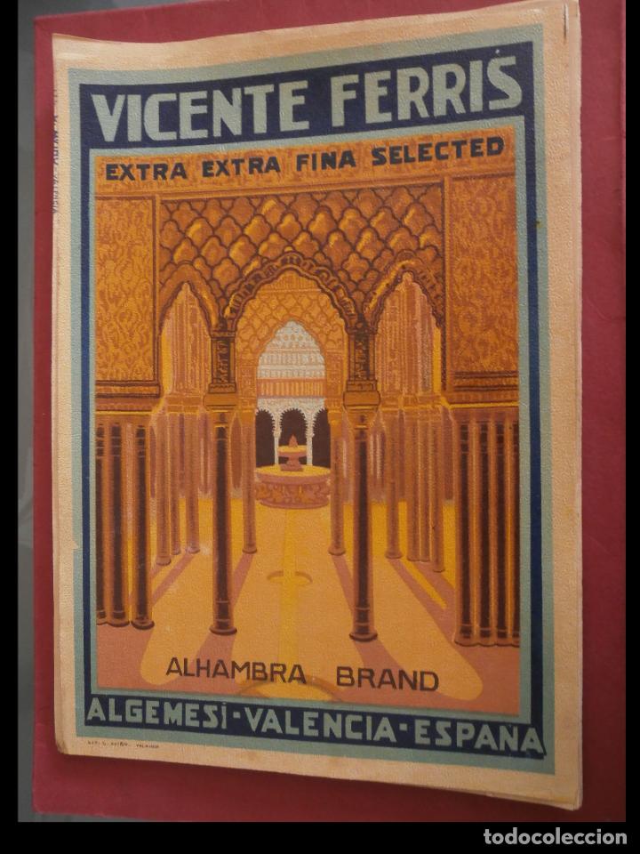 Old Labels: Etiqueta naranjas Vicente Ferris Extra. Alhambra Brand.