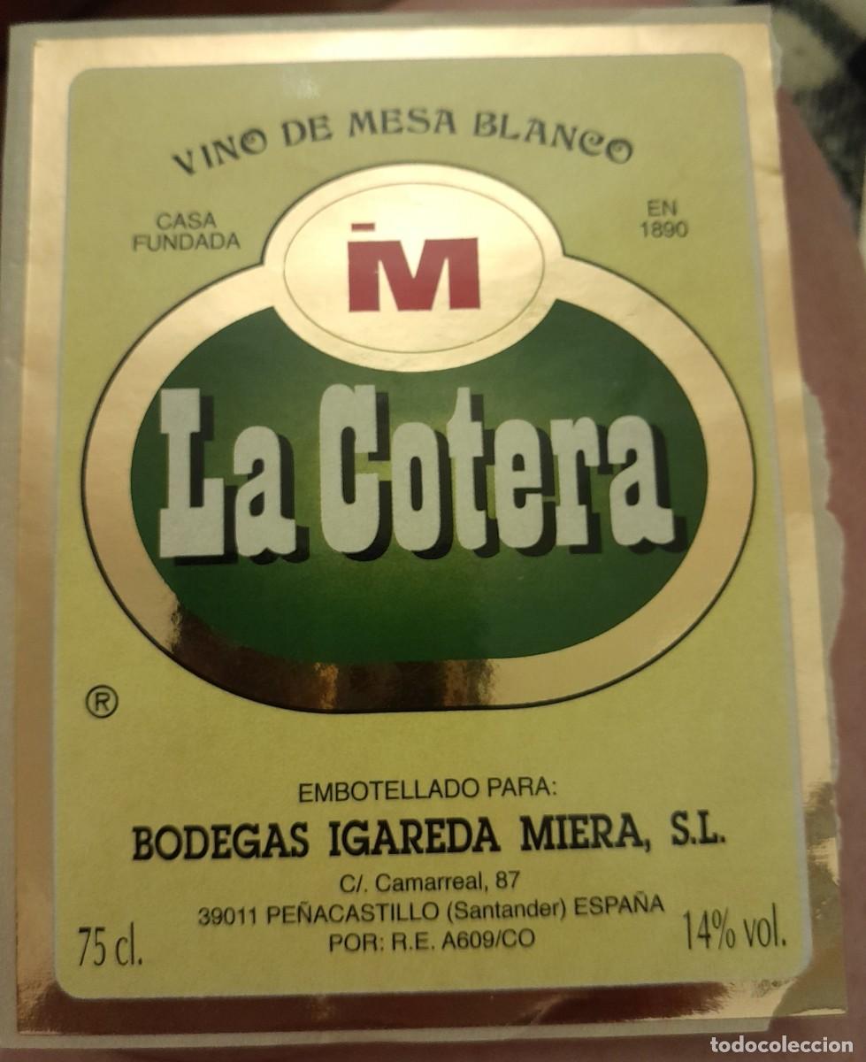 Etiquetas antiguas: -86179 ETIQUETA VINO BLANCO DE MESA LA GOTERA, BODEGAS IGAREDA MIERA, SANTANDER