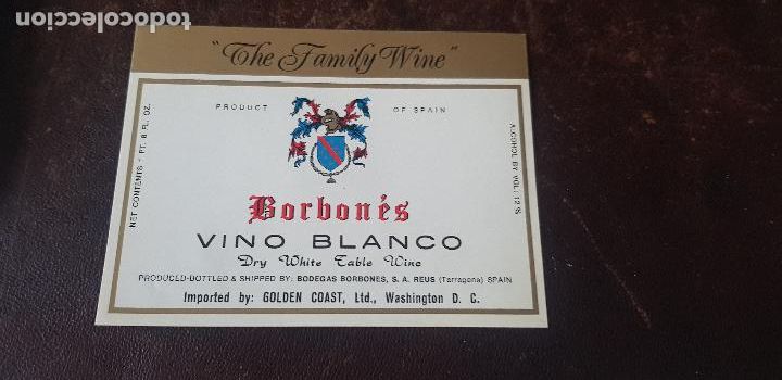 Etiquetas antiguas: ETIQUETA BORBONES VINO BLANCO