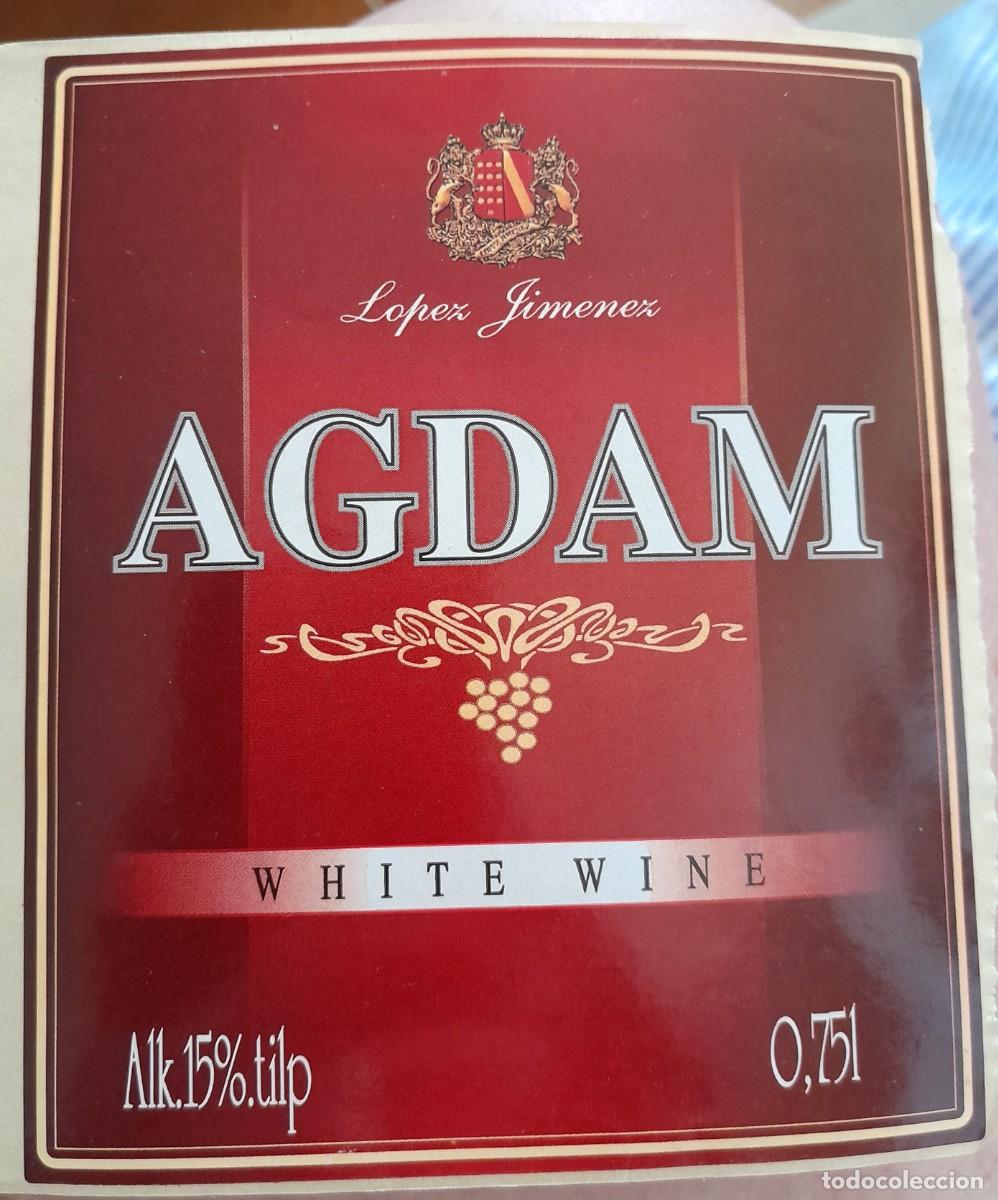 Etiquetas antiguas: -86194 ETIQUETA VINO BLANCO AGDAM, BODEGAS LOPEZ JIM&Eacute;NEZ
