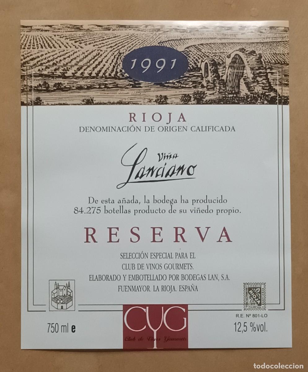 Etiquetas antiguas: ETIQUETA VINO VI&Ntilde;A LANCIANO - RESERVA 1991 - RIOJA - FUENMAYOR