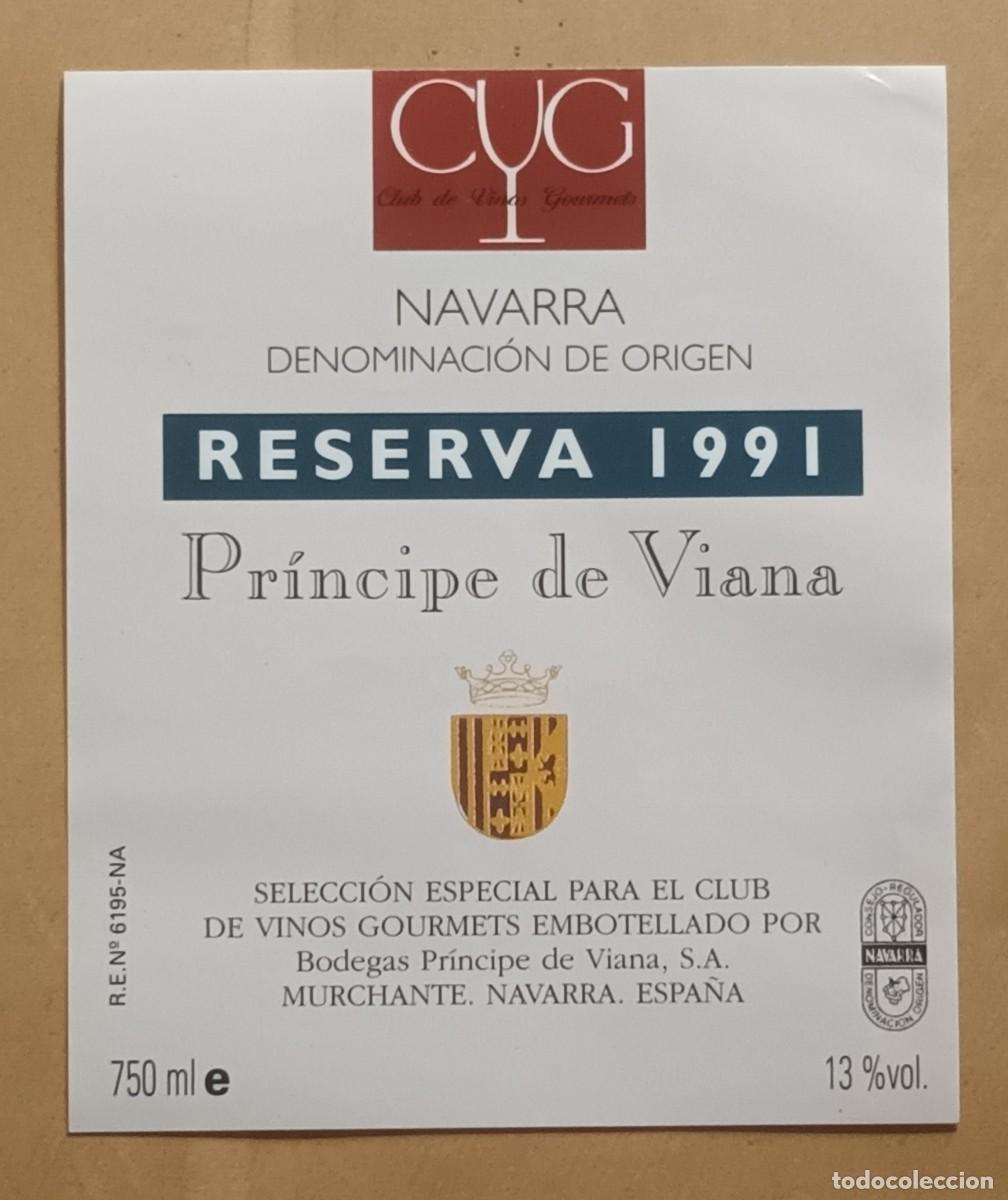 Etiquetas antiguas: ETIQUETA VINO PRINCIPE DE VIANA, RESERVA 1991 - MARCHANTE, NAVARRA