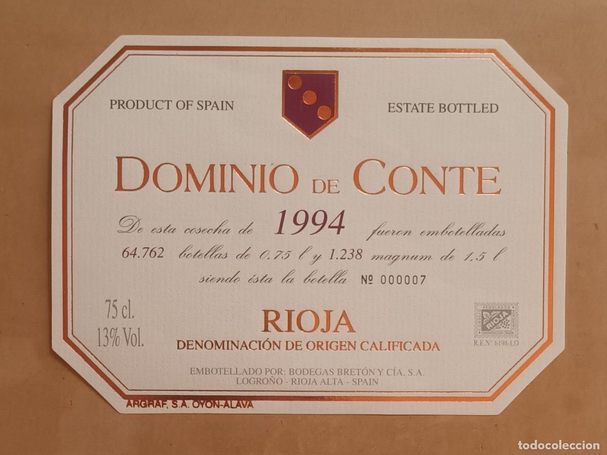 Etiquetas antiguas: ETIQUETA VINO DOMINIO DE CONTE - COSECHA 1994 - RIOJA