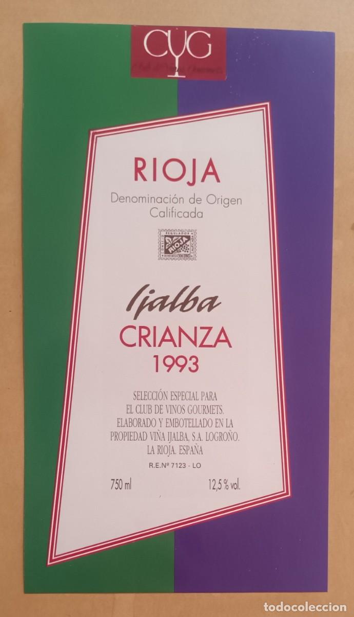Etiquetas antiguas: ETIQUETA VINO IJALBA - CRIANZA 1993 - RIOJA
