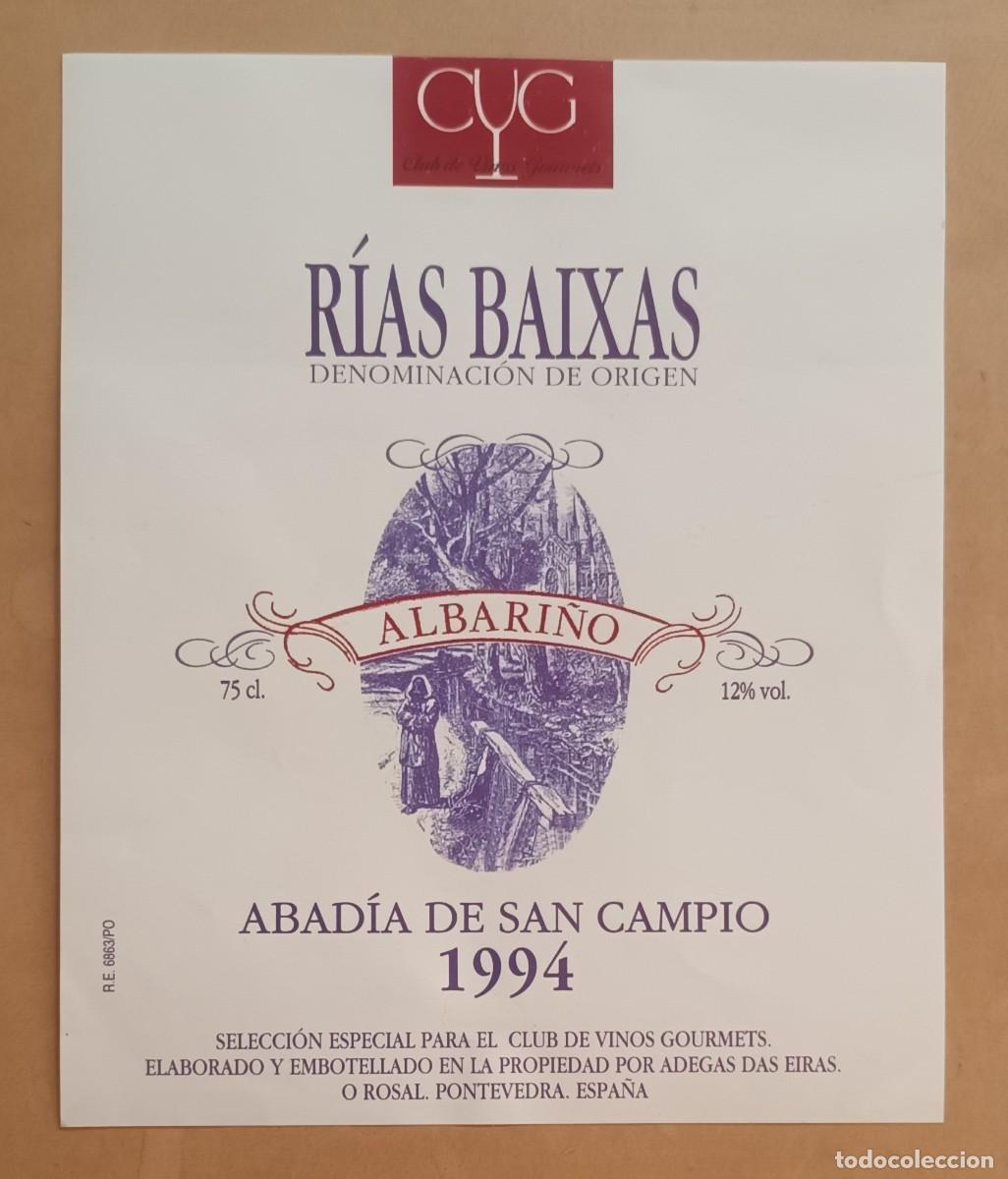 Etiquetas antiguas: ETIQUETA VINO ABADIA DE SAN CAMPIO 1994 - ALBARI&Ntilde;O - RIAS BAIXAS