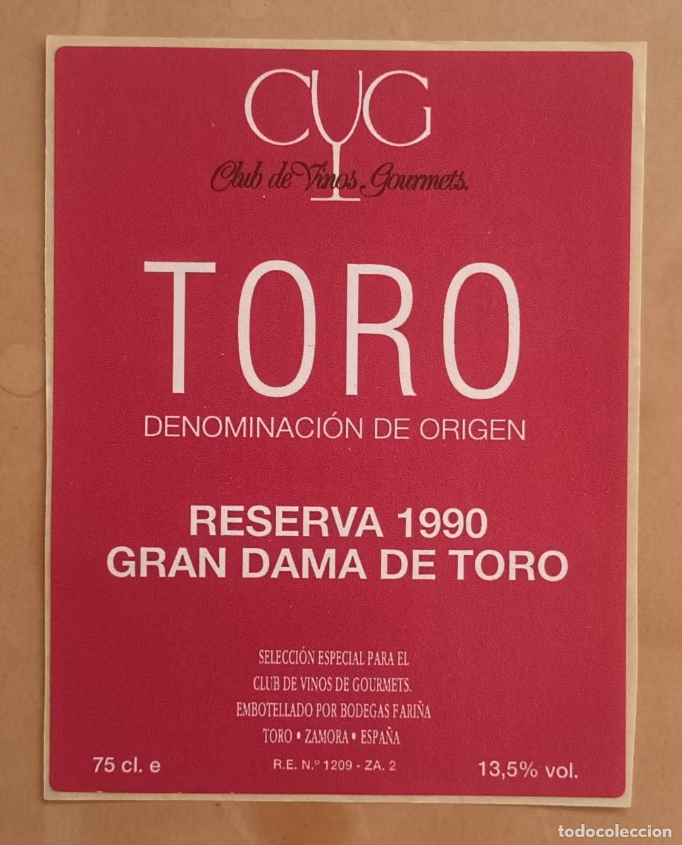 Etiquetas antiguas: ETIQUETA VINO GRAN DAMA DE TORO - RESERVA 1990 - BODEGAS FARI&Ntilde;A - TORO, ZAMORA