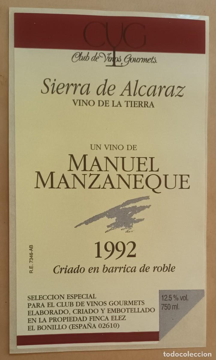 Etiquetas antiguas: ETIQUETA VINO SIERRA DE ALCARAZ, 1992 - MANUEL MANZANEQUE