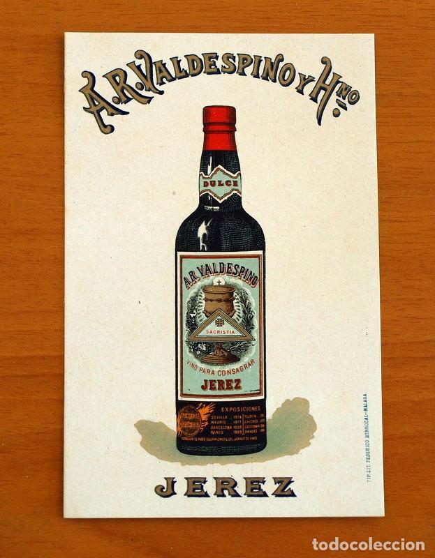Etiquetas antiguas: Etiqueta Tarjeta Vino Jerez - A.R. Valdespino y Hermanos - &Uacute;nicos Importadores para Puerto Rico