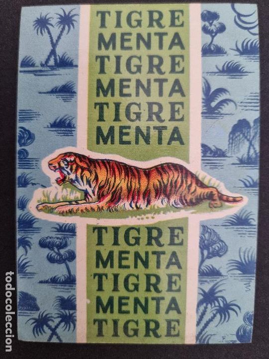 Old Labels: ANTIGUA ETIQUETA EMBOLTORIO CARAMELOS EL TIGRE MENTA GOLOSOS ORIGINAL ER 434