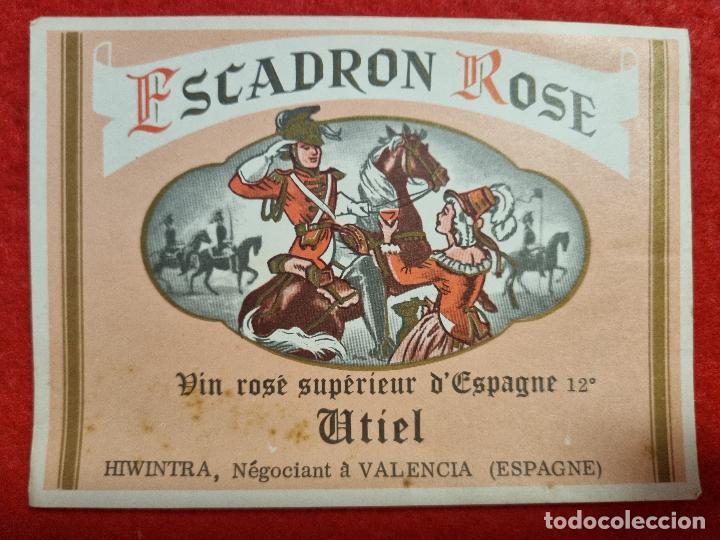 Old Labels: ANTIGUA ETIQUETA VINO DE UTIEL VALENCIA ESCADRON ROSE ROSADO ORIGINAL ER 461