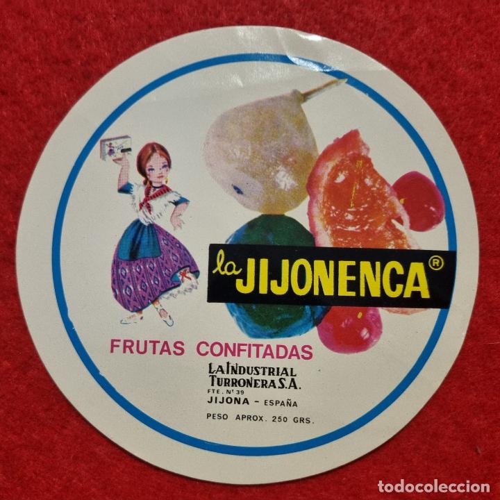 Old Labels: ANTIGUA ETIQUETA FRUTAS CONFITADAS LA JIJONENCA INDUST. TURRONERA JIJONA ALICANTE ORIGINAL ER 480