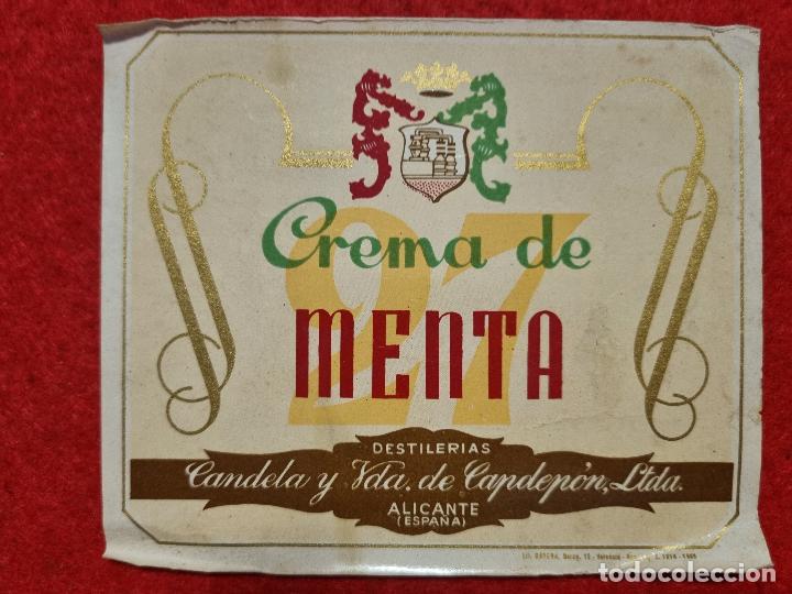 Old Labels: ANTIGUA ETIQUETA LICOR CREMA DE MENTA CANDELA Y VDA DE CAPDEPON ALICANTE ORIGINAL ER 485