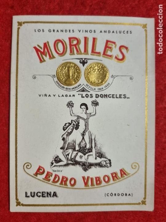 Old Labels: ANTIGUA ETIQUETA VINO ANDALUZ MORILES PEDRO VIBORA LUCENA CORDOBA RELIEVE ORIGINAL ER 492
