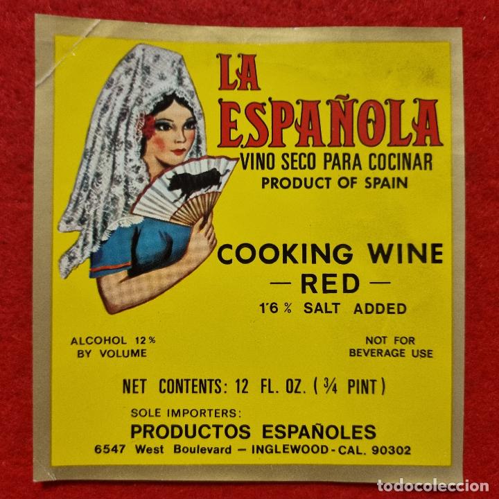 Etiquetas antiguas: ANTIGUA ETIQUETA VINO SECO PARA COCINAR LA ESPA&Ntilde;OLA ORIGINAL ER 518