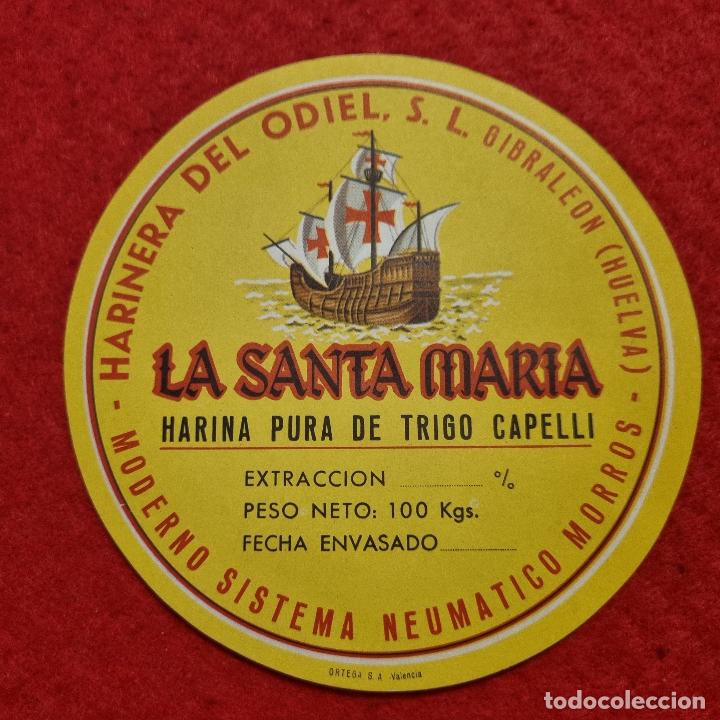 Old Labels: ANTIGUA ETIQUETA HARINA PURA DEL ODIEL LA SANTA MARIA GIBRALEON HUELVA ORIGINAL ER 555