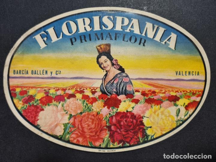 Etichette antiche: ANTIGUA ETIQUETA FLORES FLORISPANIA PRIMAFLOR LOLA FLORES GRANDE ORIGINAL ER 582