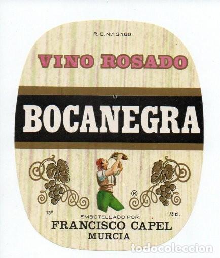 Etiquetas antiguas: ETIQUETA, VINO ROSADO BOCANEGRA. FRANCISCO CAPEL, MURCIA.