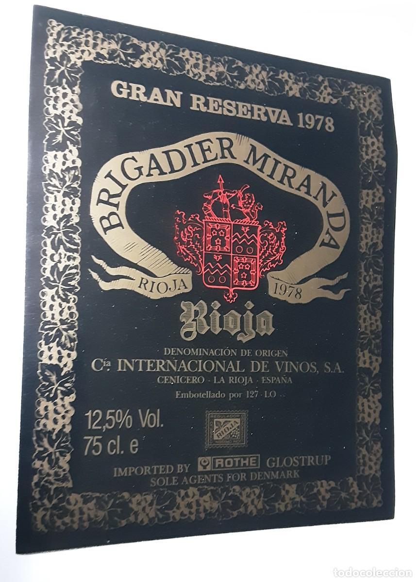 Etiquetas antiguas: Etiqueta vino Brigadier Miranda Gran Reserva 1978, Rioja