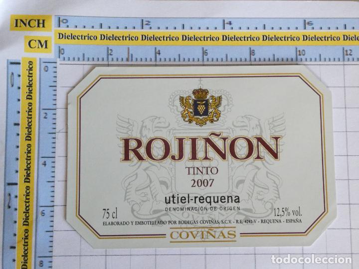 Alte Etiketten: ETIQUETA DE BEBIDAS. VINO LICORES. UTIEL REQUENA TOJI&Ntilde;ON TINTO 2007 COVI&Ntilde;AS. 167