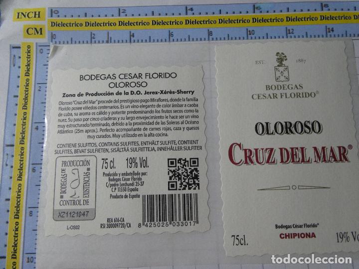 Old Labels: ETIQUETA DE BEBIDAS. VINO LICORES. OLOROSO CRUZ DEL MAR CHIPIONA. 213