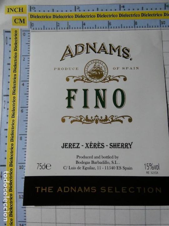 Etichette antiche: ETIQUETA DE BEBIDAS. VINO LICORES. ADNAMS FINO JEREZ. 216