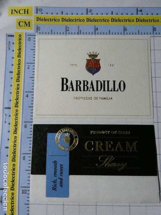Alte Etiketten: ETIQUETA DE BEBIDAS. VINO LICORES. BARBADILLO CREAM SHERRY. 221