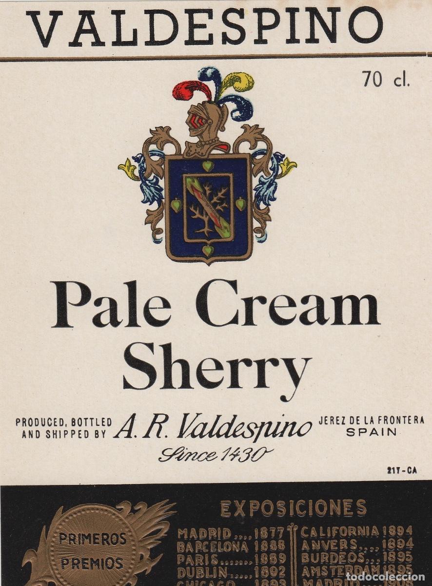 Etiquetas antiguas: VALDESPINO . JEREZ , REEPER PALE CREAM . ETIQUETA DE VINO ref 154