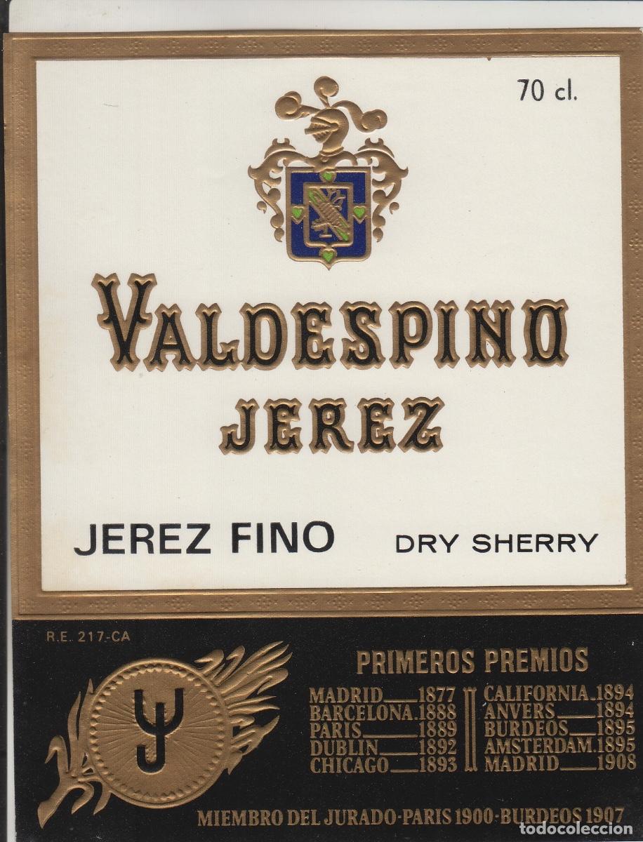 Etiquetas antiguas: VALDESPINO . JEREZ ,JEREZ FINO . ETIQUETA DE VINO ref 156