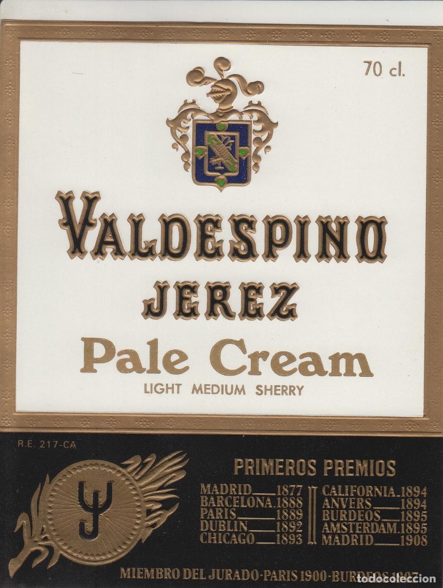 Etiquetas antiguas: VALDESPINO . JEREZ ,PALE CREAM . ETIQUETA DE VINO ref 157