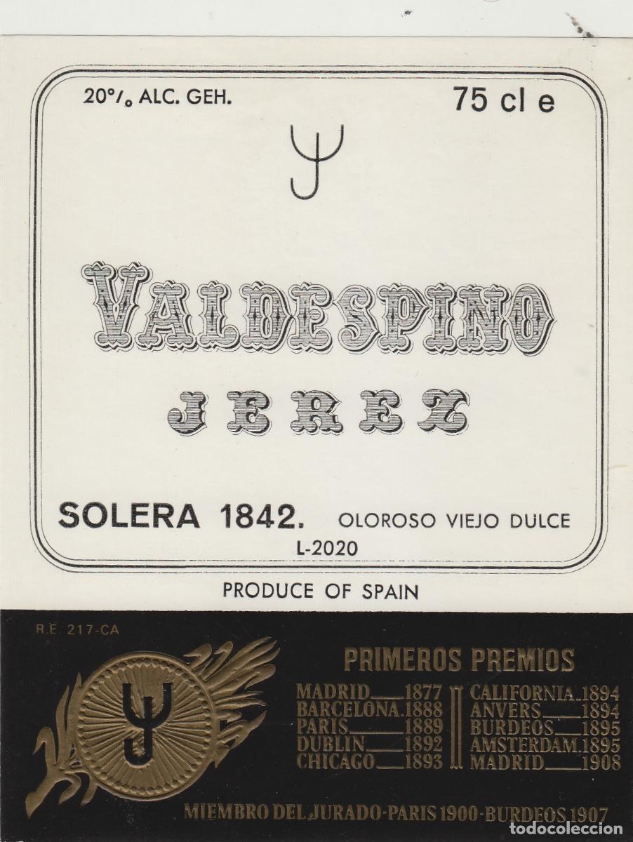 Etiquetas antiguas: VALDESPINO . JEREZ , SOLERA 1842 . ETIQUETA DE VINO ref 158