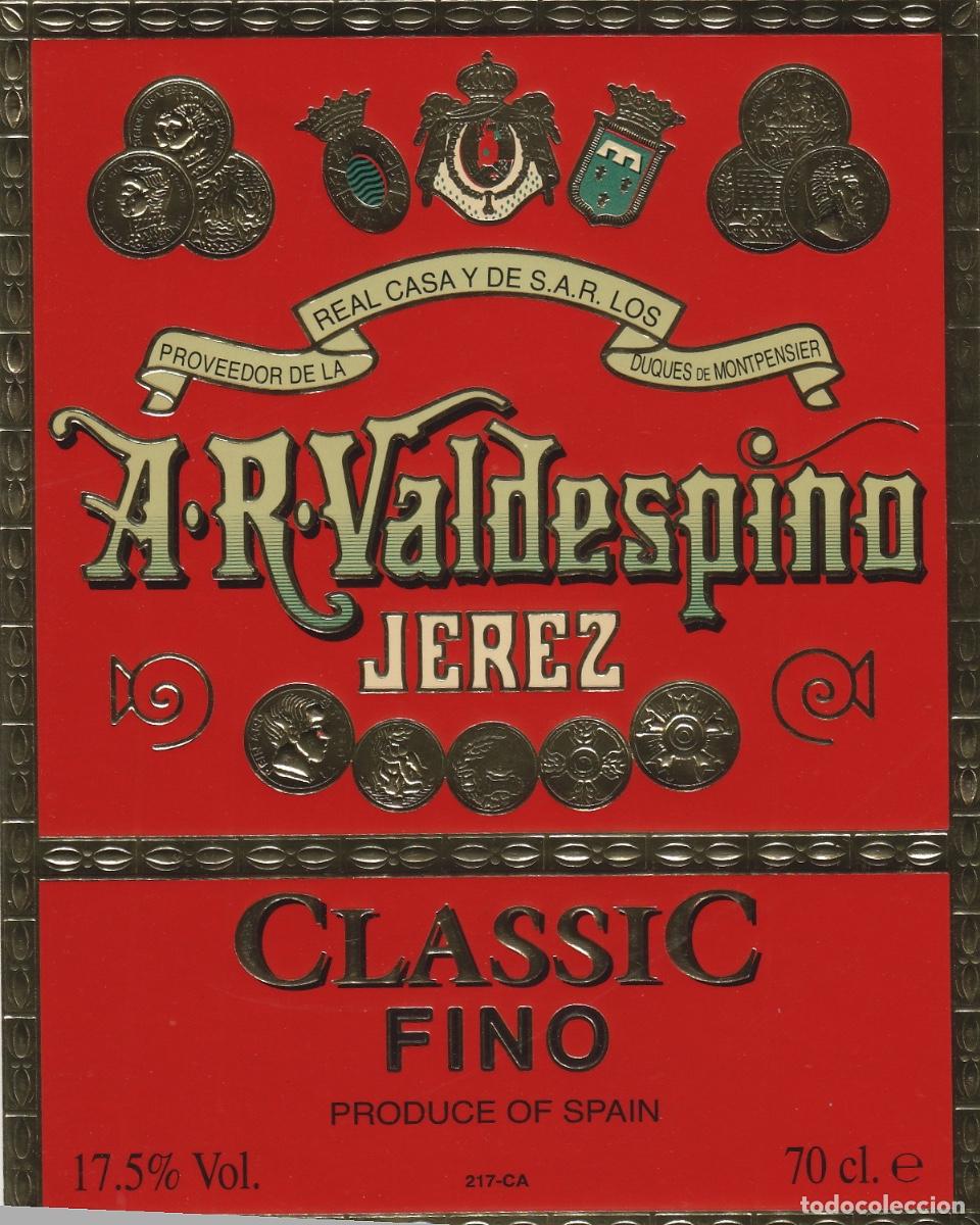 Etiquetas antiguas: VALDESPINO . JEREZ , CLASSIC FINO . ETIQUETA DE VINO ref 168